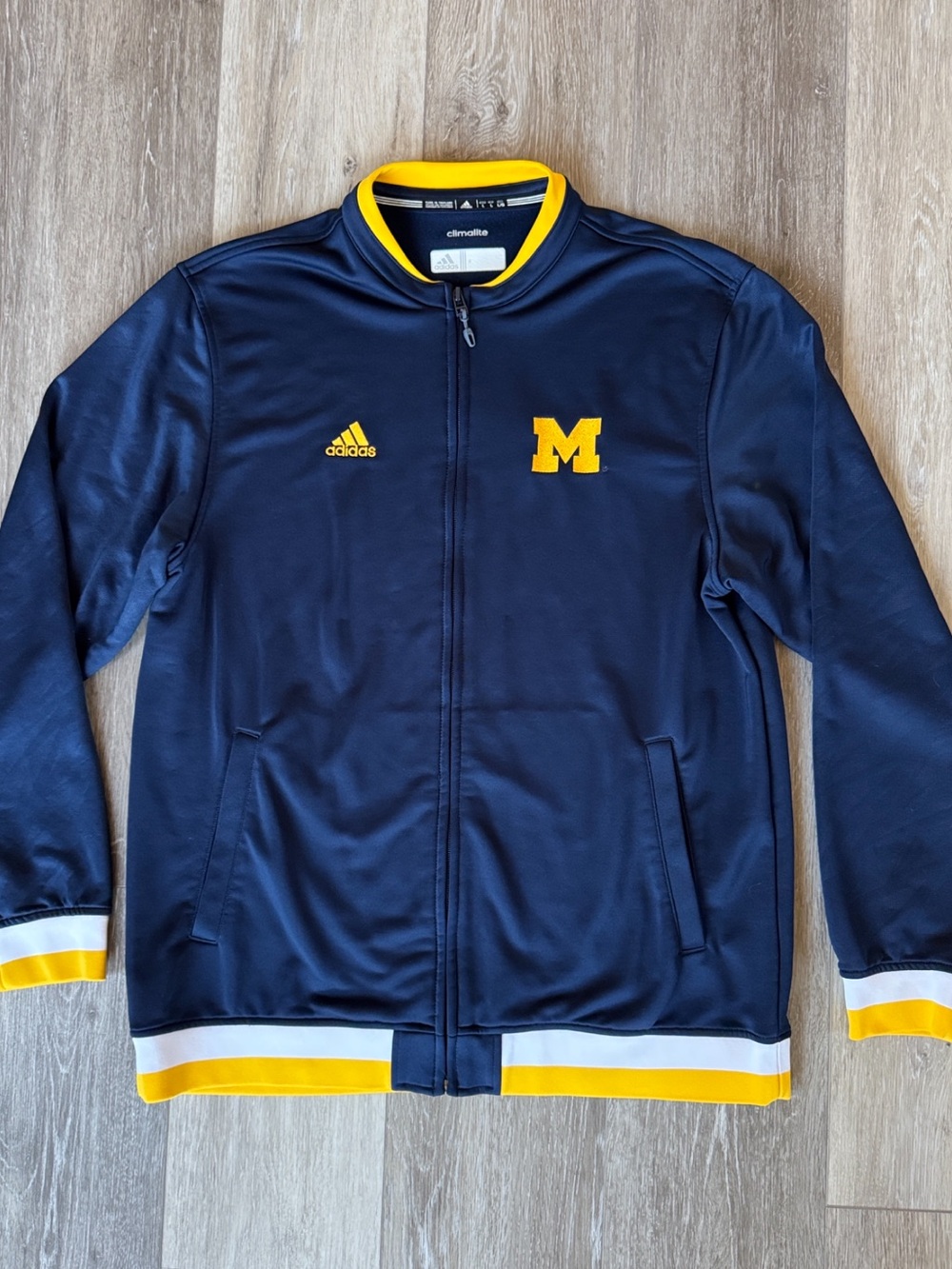 Men’s adidas Navy and Yellow Michigan University 'M' Bomber Track Jacket